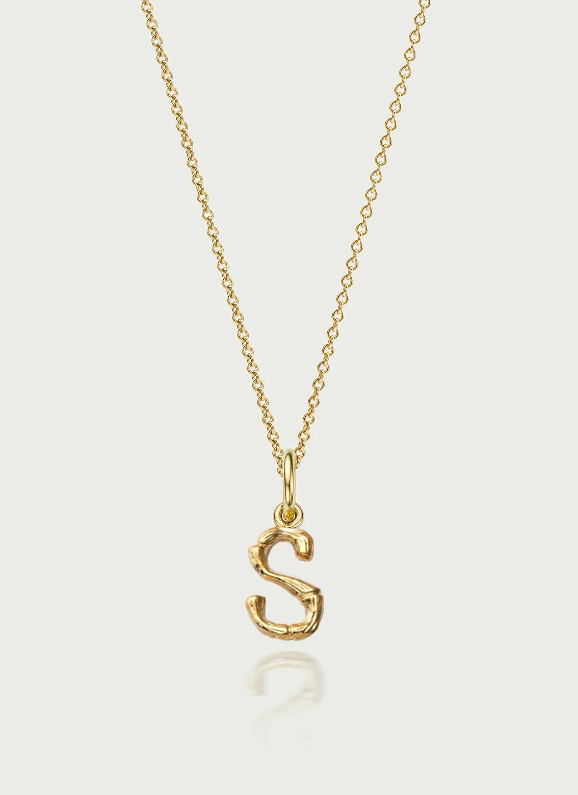 Bamboo alphabet charm 14k gold