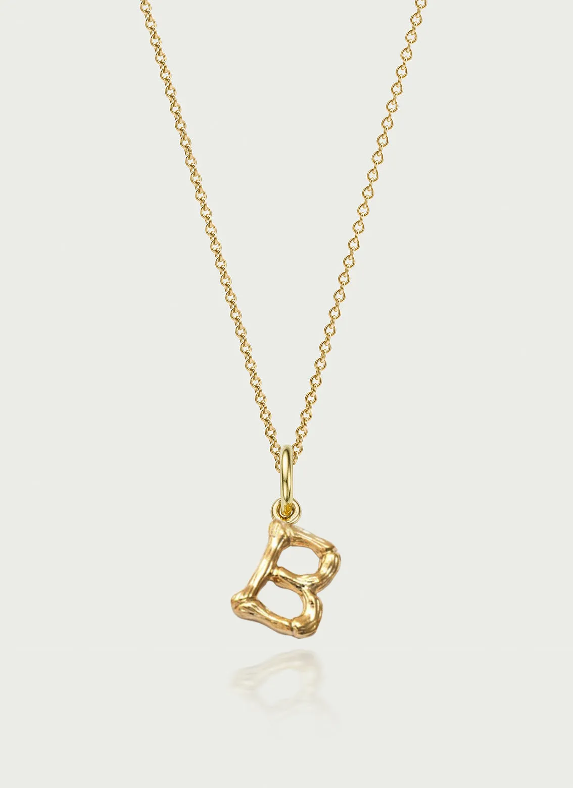 Bamboo alphabet charm 14k gold