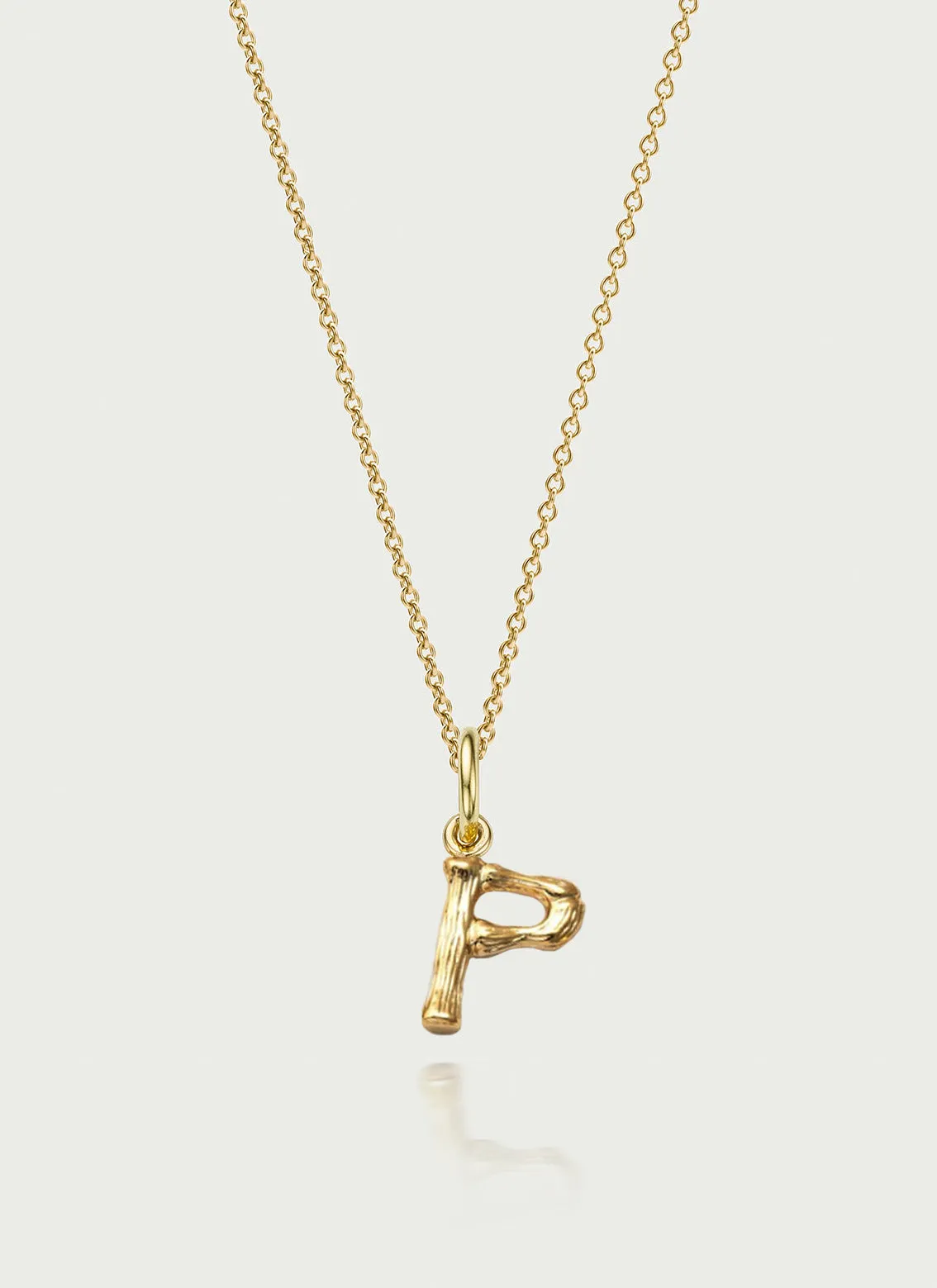 Bamboo alphabet charm 14k gold