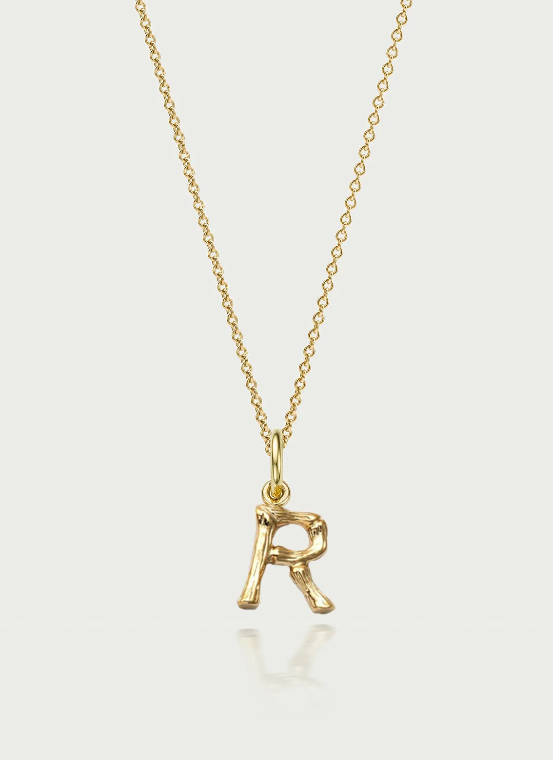 Bamboo alphabet charm 14k gold