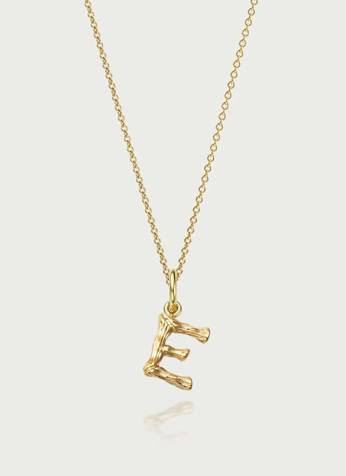 Bamboo alphabet charm 14k gold