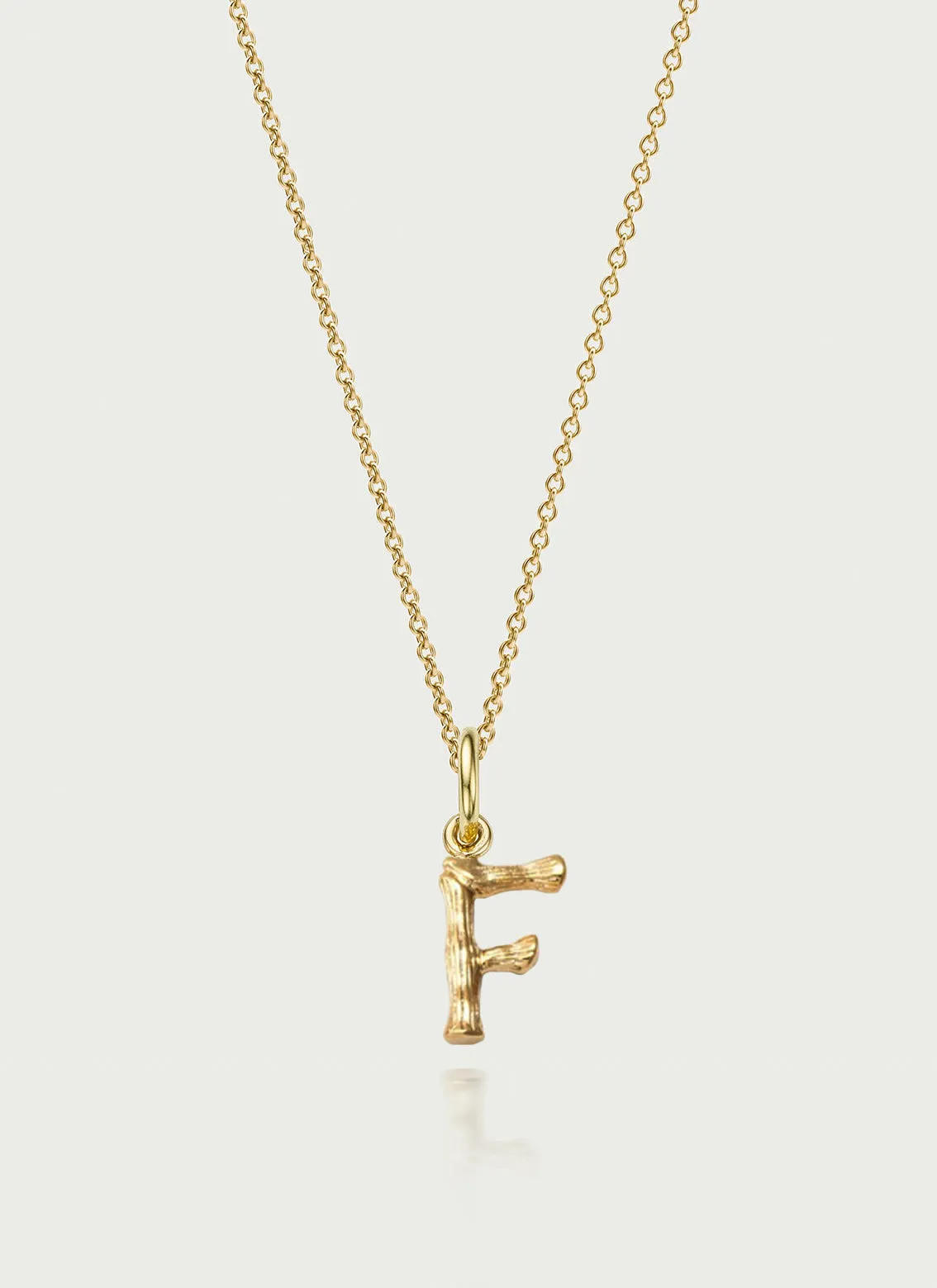 Bamboo alphabet charm 14k gold