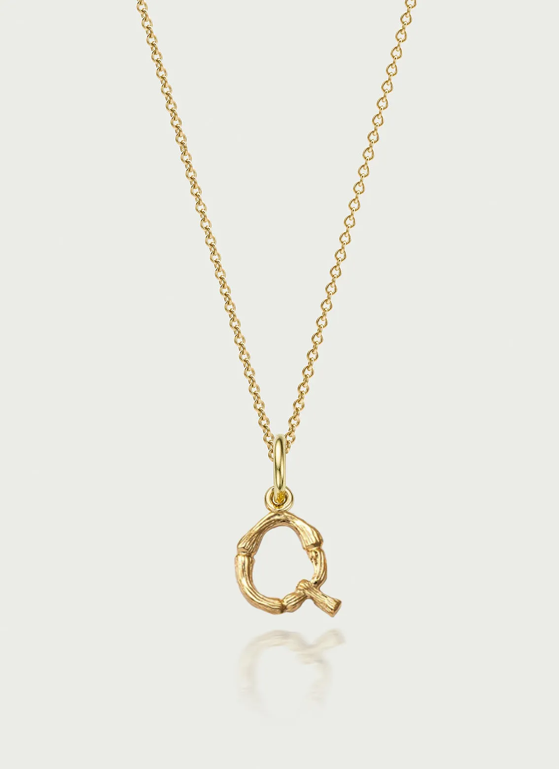 Bamboo alphabet charm 14k gold