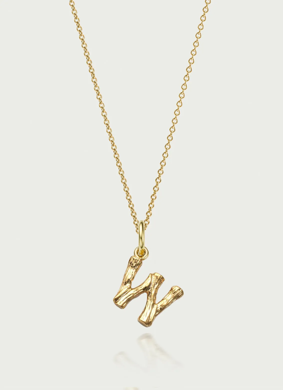 Bamboo alphabet charm 14k gold