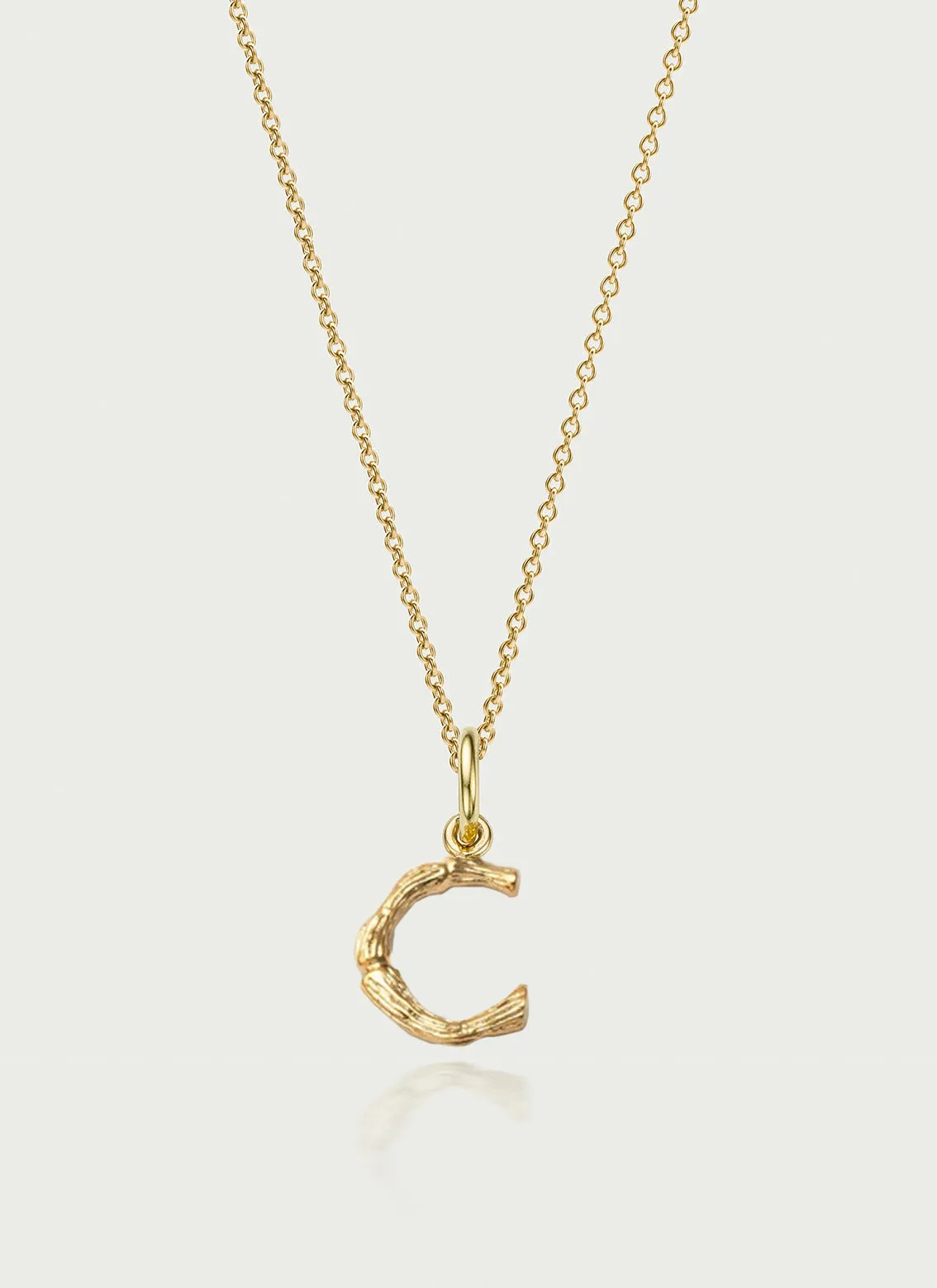 Bamboo alphabet charm 14k gold