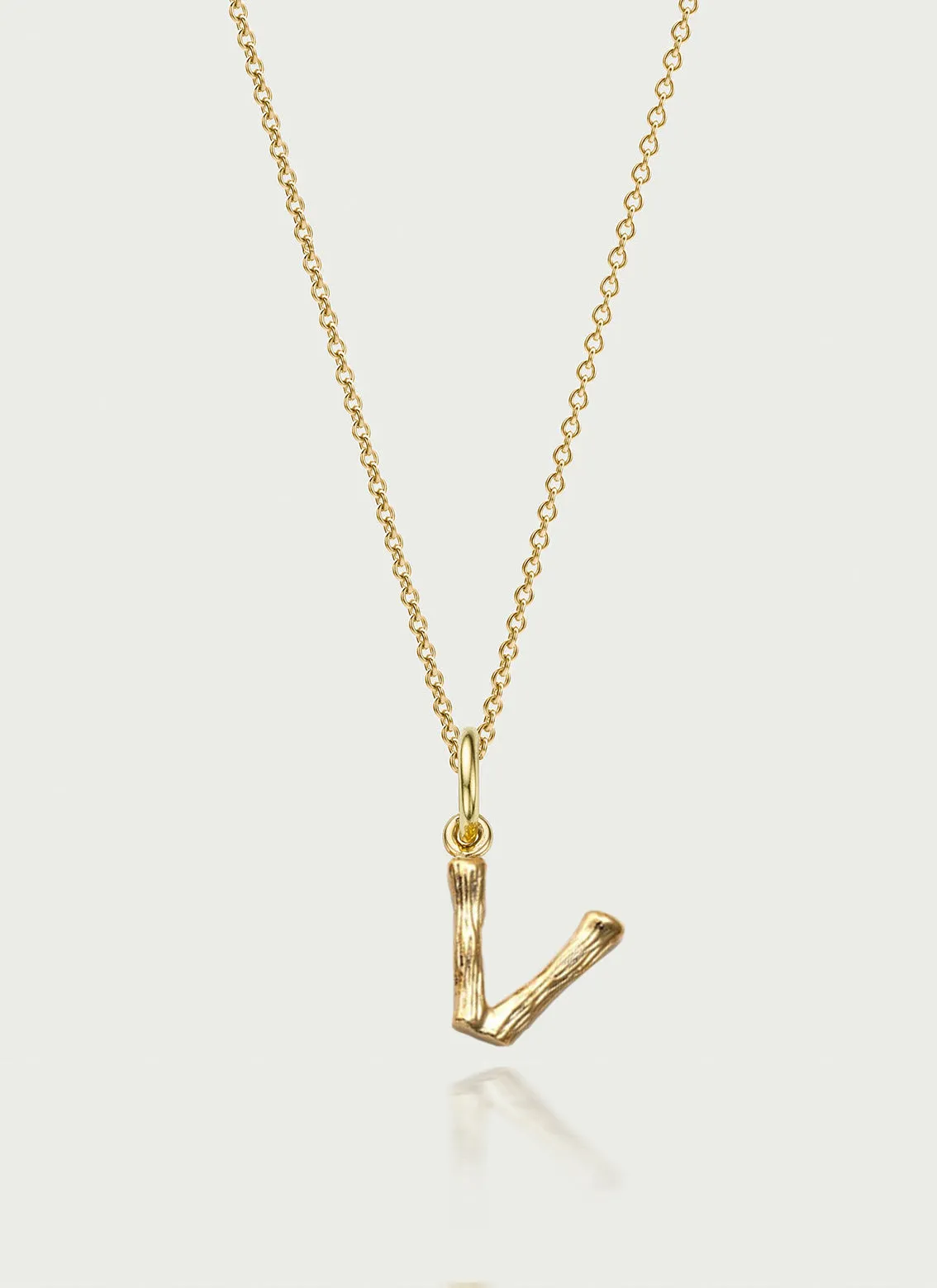 Bamboo alphabet charm 14k gold