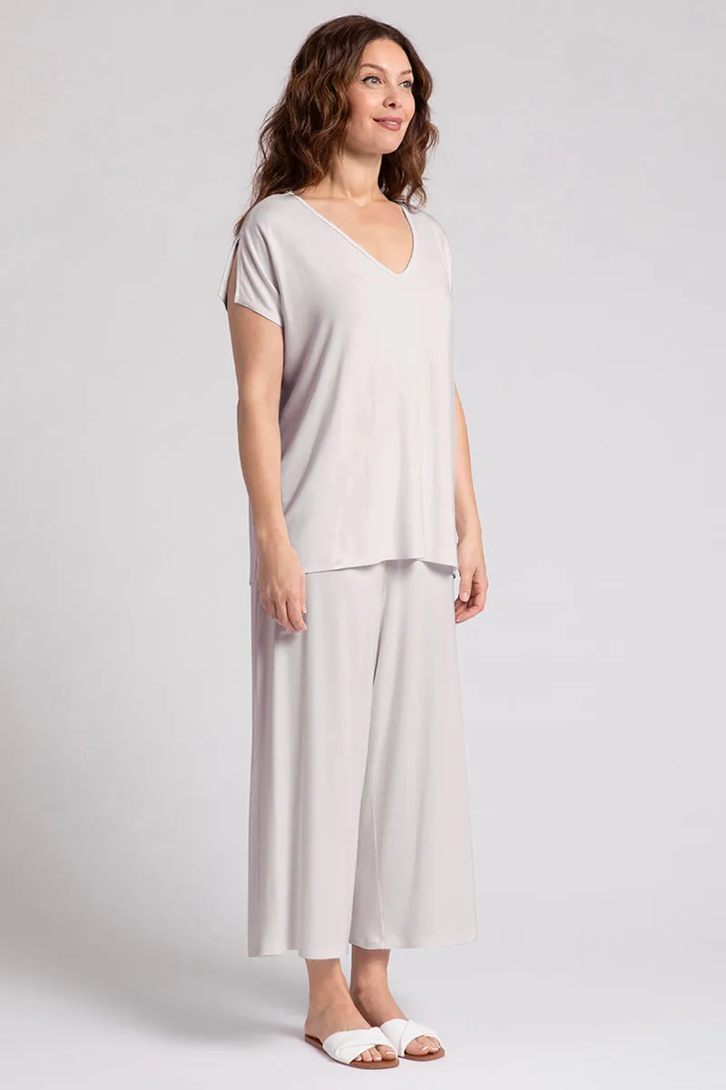 Bamboo V-Neck Slit Sleeve Top | Cashew