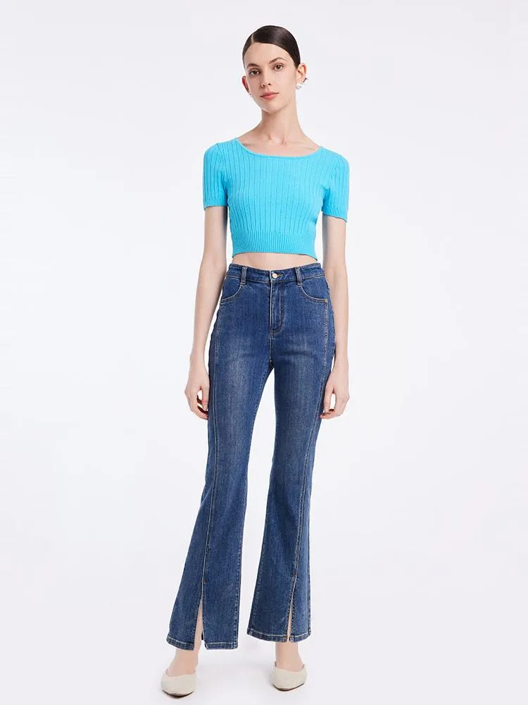 Basic Fitted Crop Women Knit Top