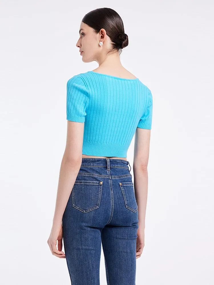 Basic Fitted Crop Women Knit Top