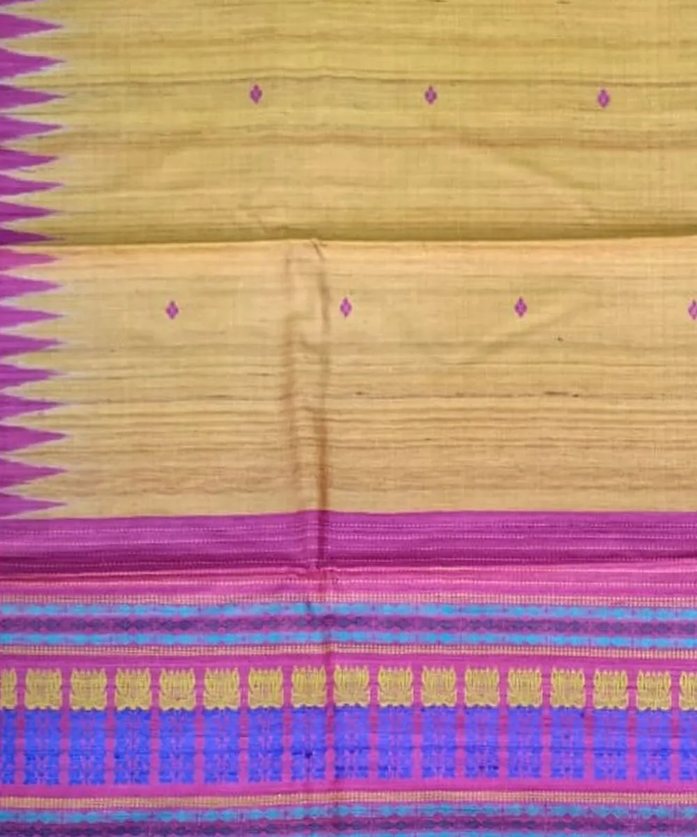 Beige multicolor tussar silk handloom gopalpur saree