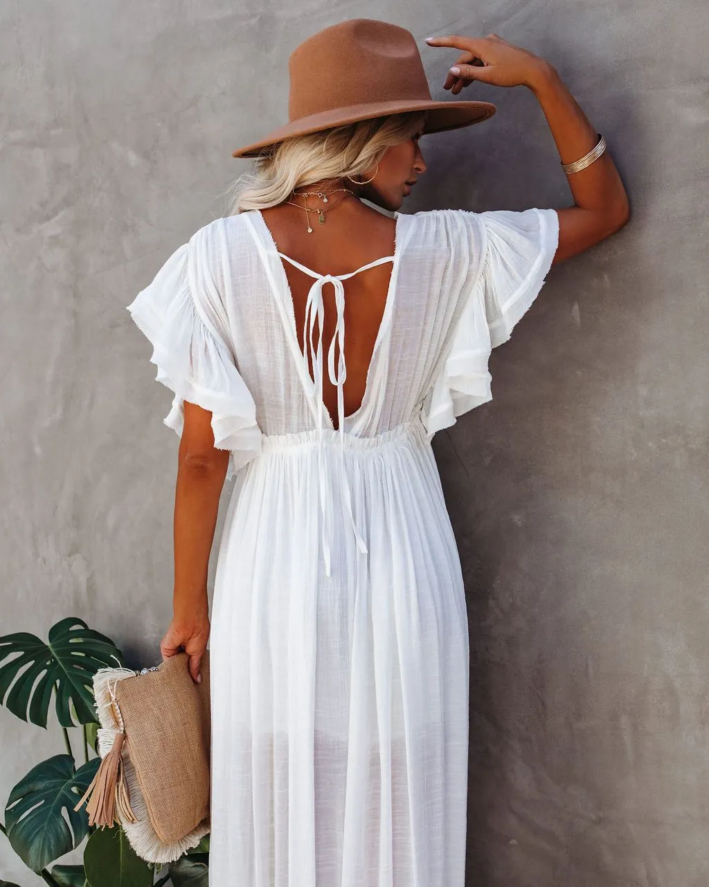 BerriesJam - Beach Boho Long Bikini Cover Up White Dress