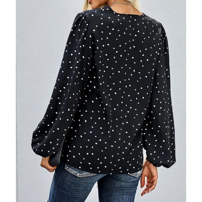 Black Balloon Sleeve Blouse