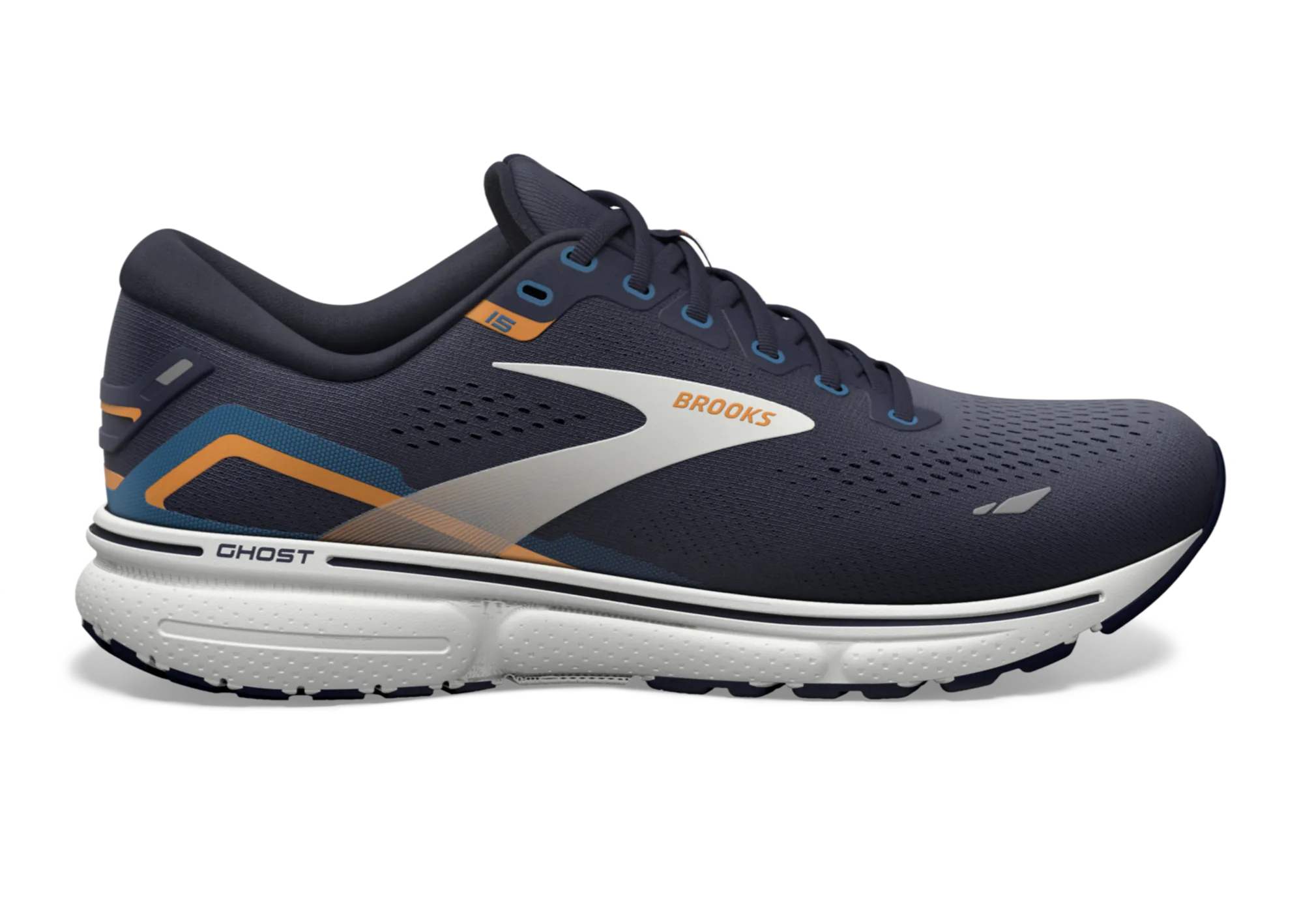 Brooks Ghost 15 (2E Width) - Peacoat/Blue/Orange Pop (Mens)