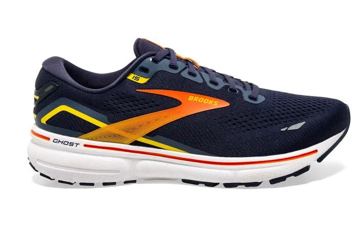 Brooks Ghost 15 (D Width) - Peacoat/Red/Yellow (Mens)