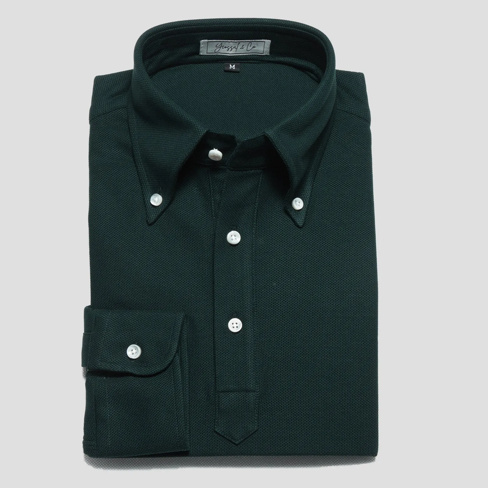 Button Down Pique Cotton Polo Shirt