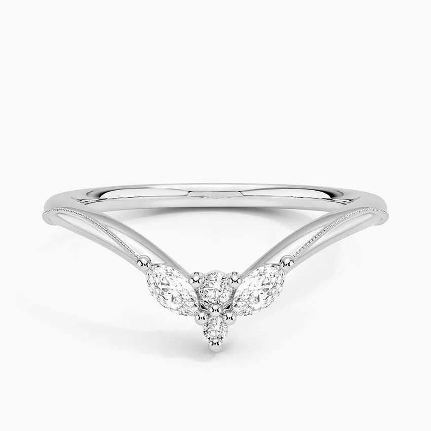 Camellia Milgrain Contoured Wedding Band Ring - LR95