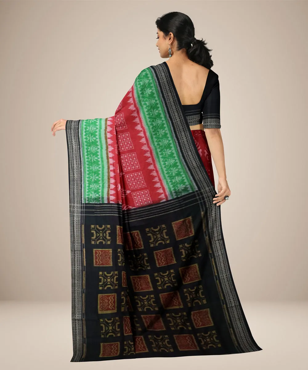 Candy pink black cotton handwoven nuapatna saree