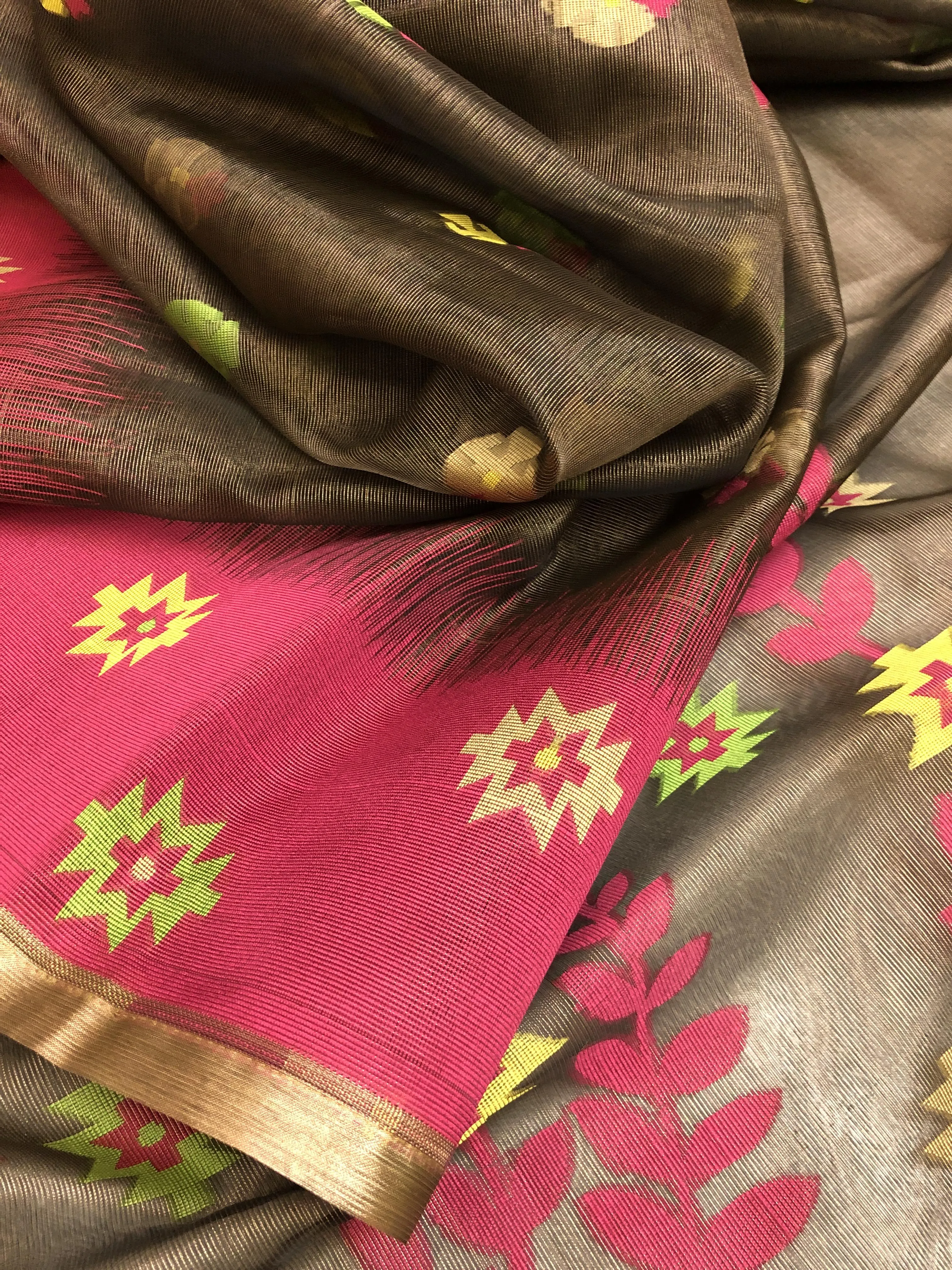 Cedar Color Tissue Resham Jamdani Saree