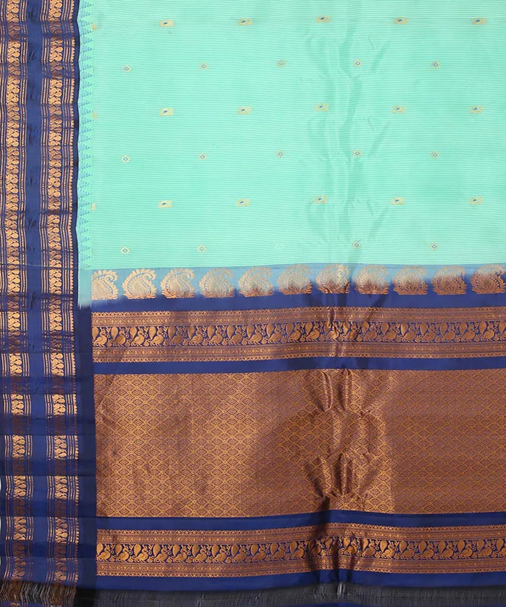 Celeste blue handwoven gadwal silk saree