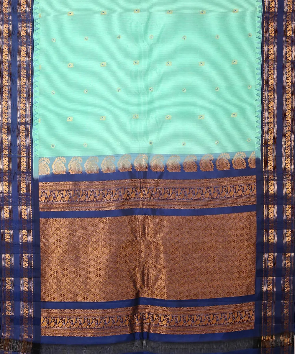 Celeste blue handwoven gadwal silk saree