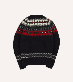 Chamula for Drake's Navy and Red Fairisle Merino Jumper