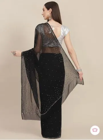 Chiffon Saree with Mirror, Thread work.