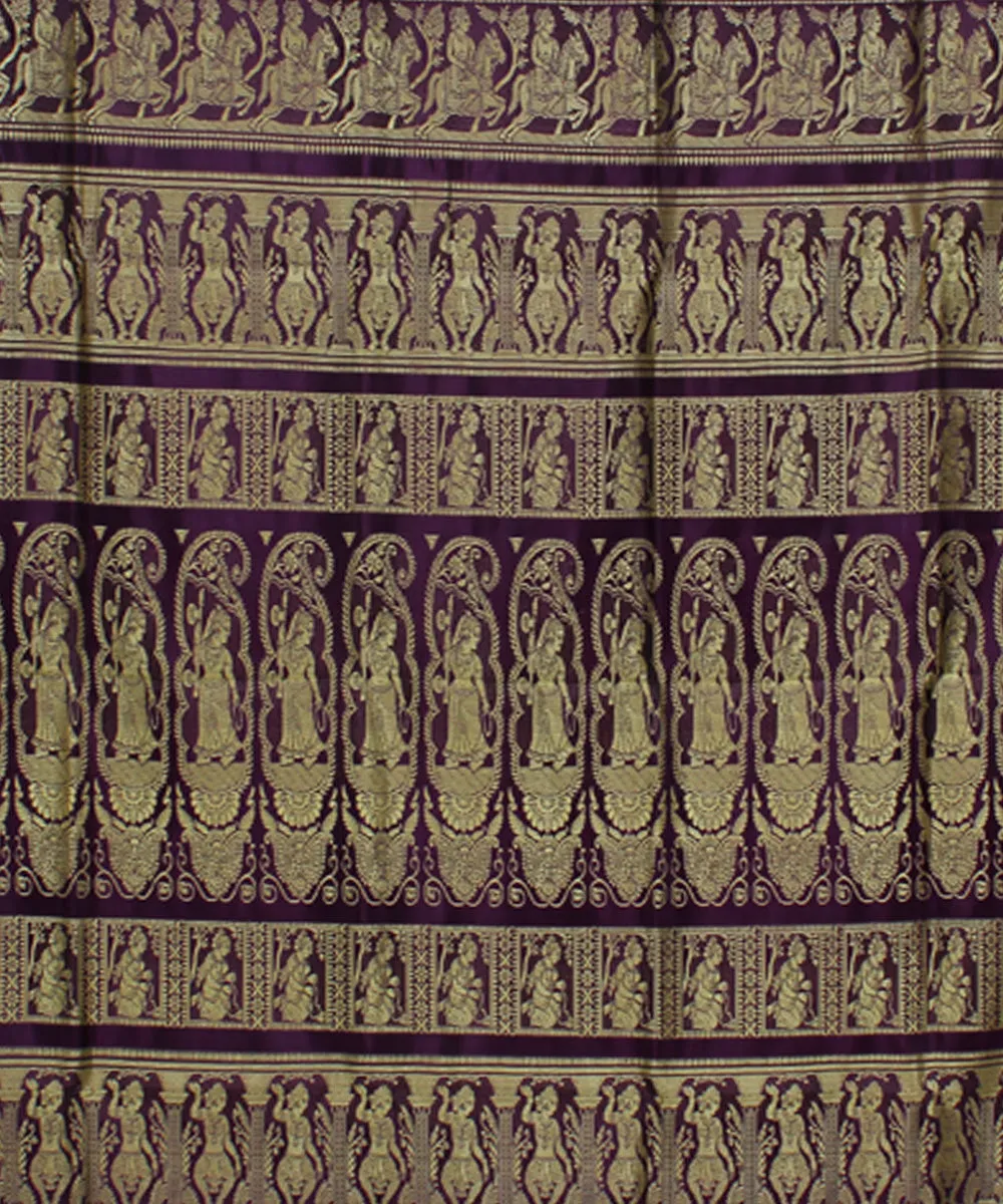 Chocolate purple dual shaded handwoven baluchari silk saree