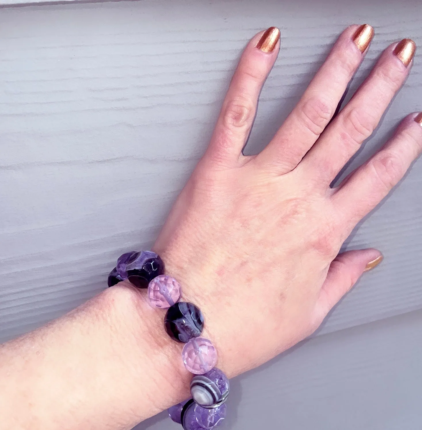 Chunky Purple Agate Bracelet