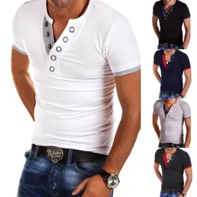 Classic  Men's Fashion Short Sleeve with V-neck