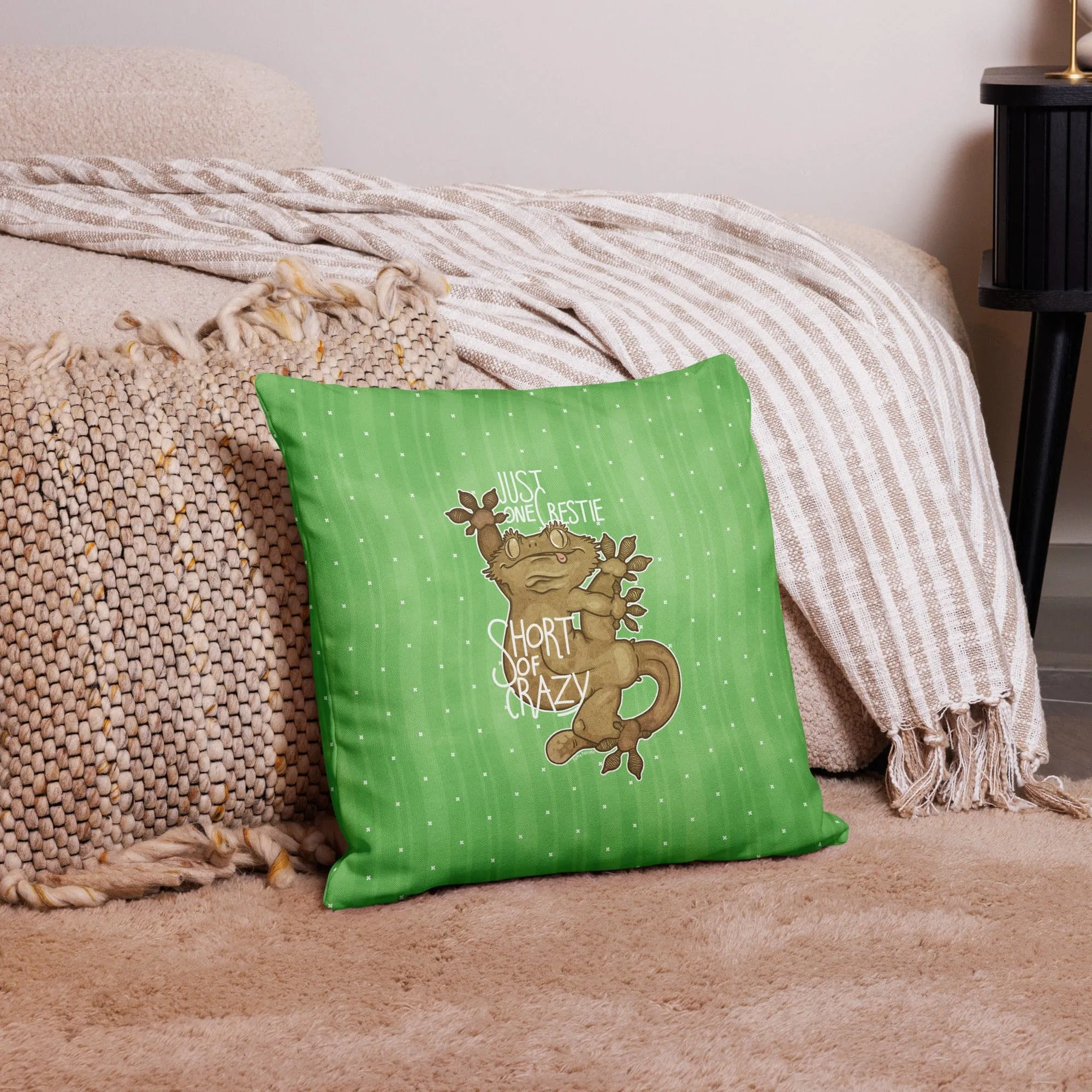 Crested Gecko Throw Pillow, Reptile Lizard Gift Pillow