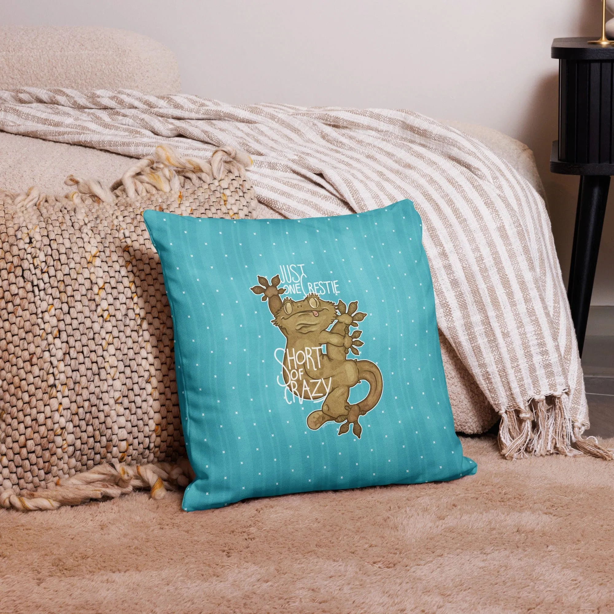 Crested Gecko Throw Pillow, Reptile Lizard Gift Pillow