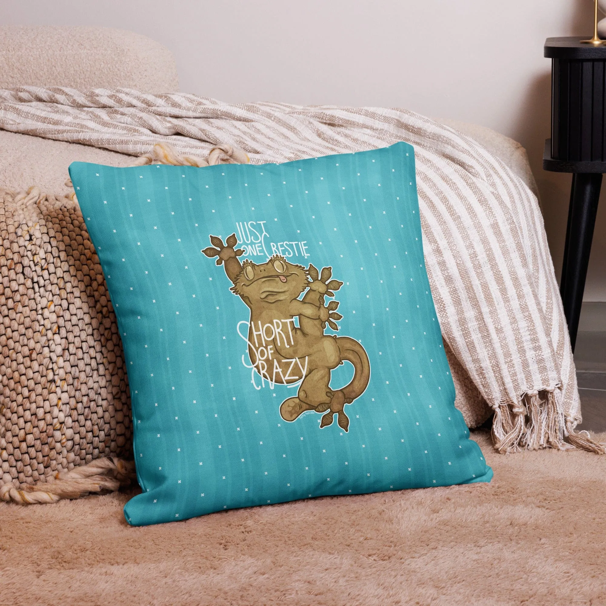 Crested Gecko Throw Pillow, Reptile Lizard Gift Pillow