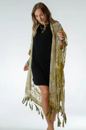 Crushin' On You Velvet Kimono - Olive