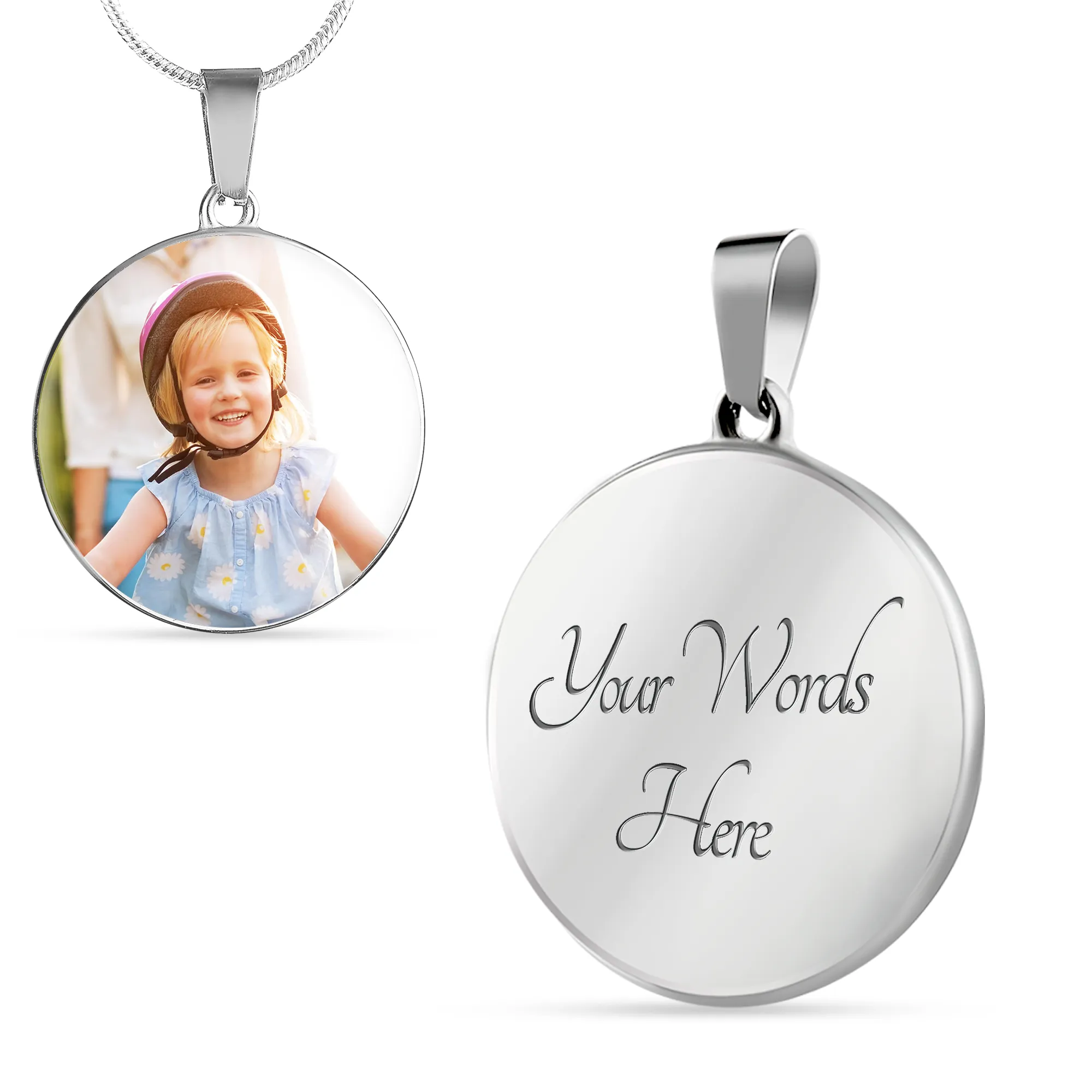 Custom Photo Pendant Necklace Memorial Gift with When You Miss Me Poem