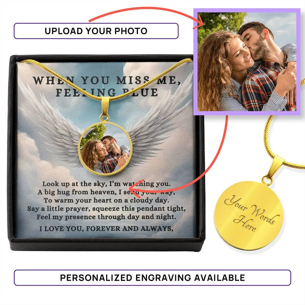 Custom Photo Pendant Necklace Memorial Gift with When You Miss Me Poem