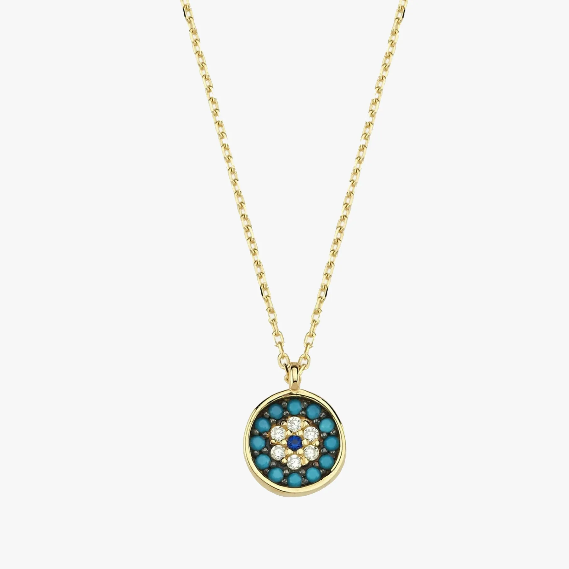 Dainty Evil Eye Necklace | 14K Solid Gold