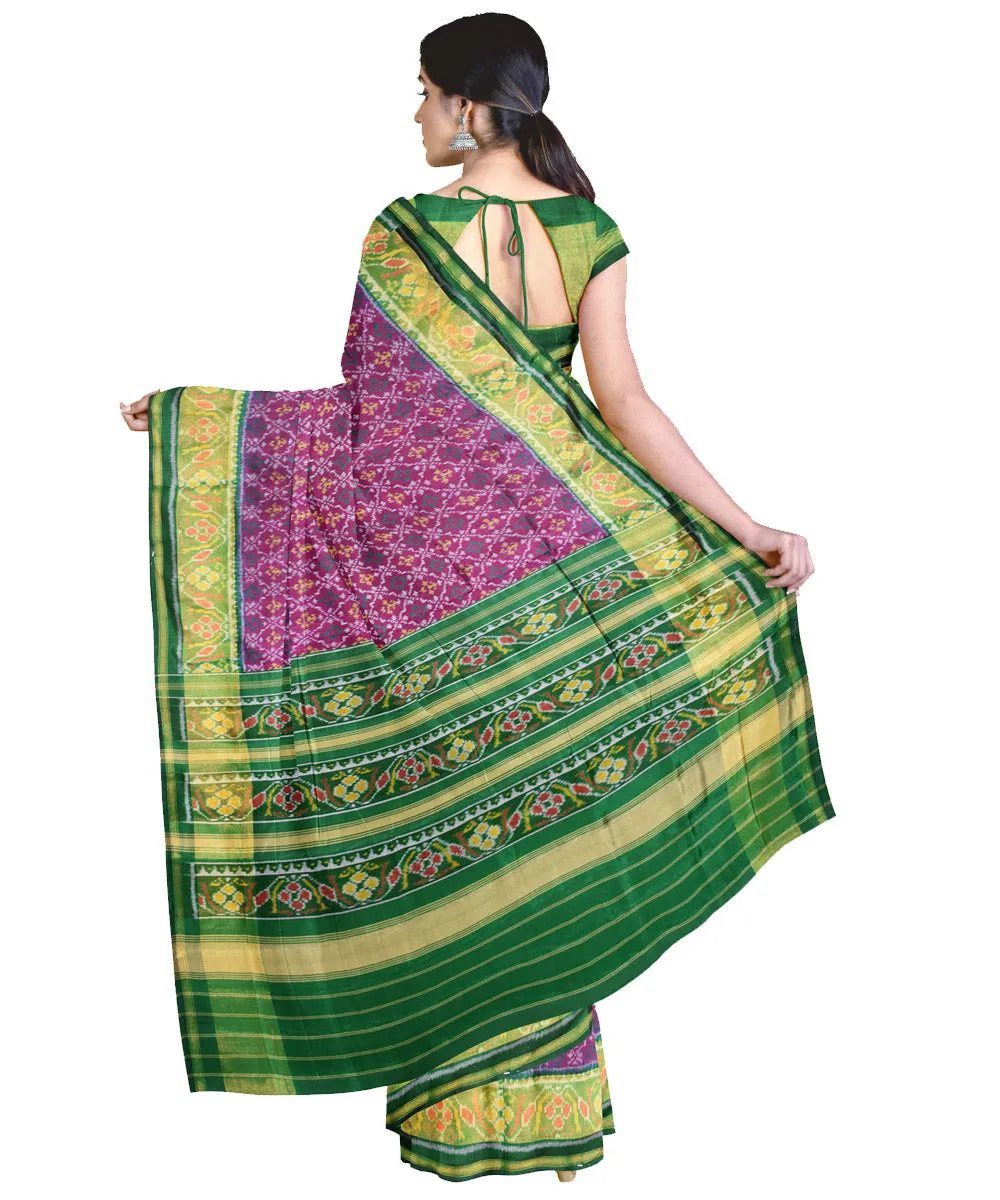 Dark green purpel handloom patola silk saree