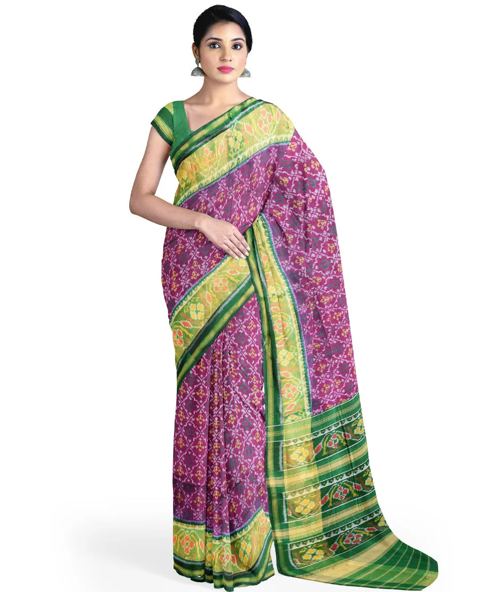 Dark green purpel handloom patola silk saree