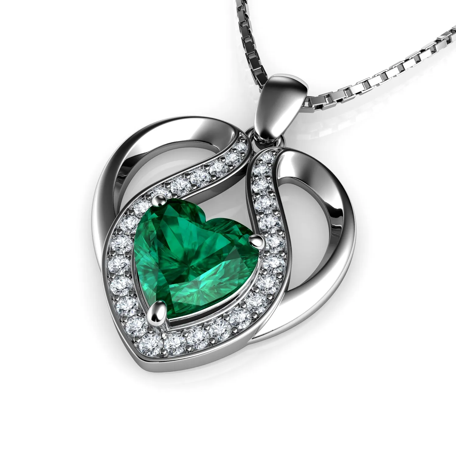 DEPHINI - Cute green necklace for Women - 925 sterling silver pendant