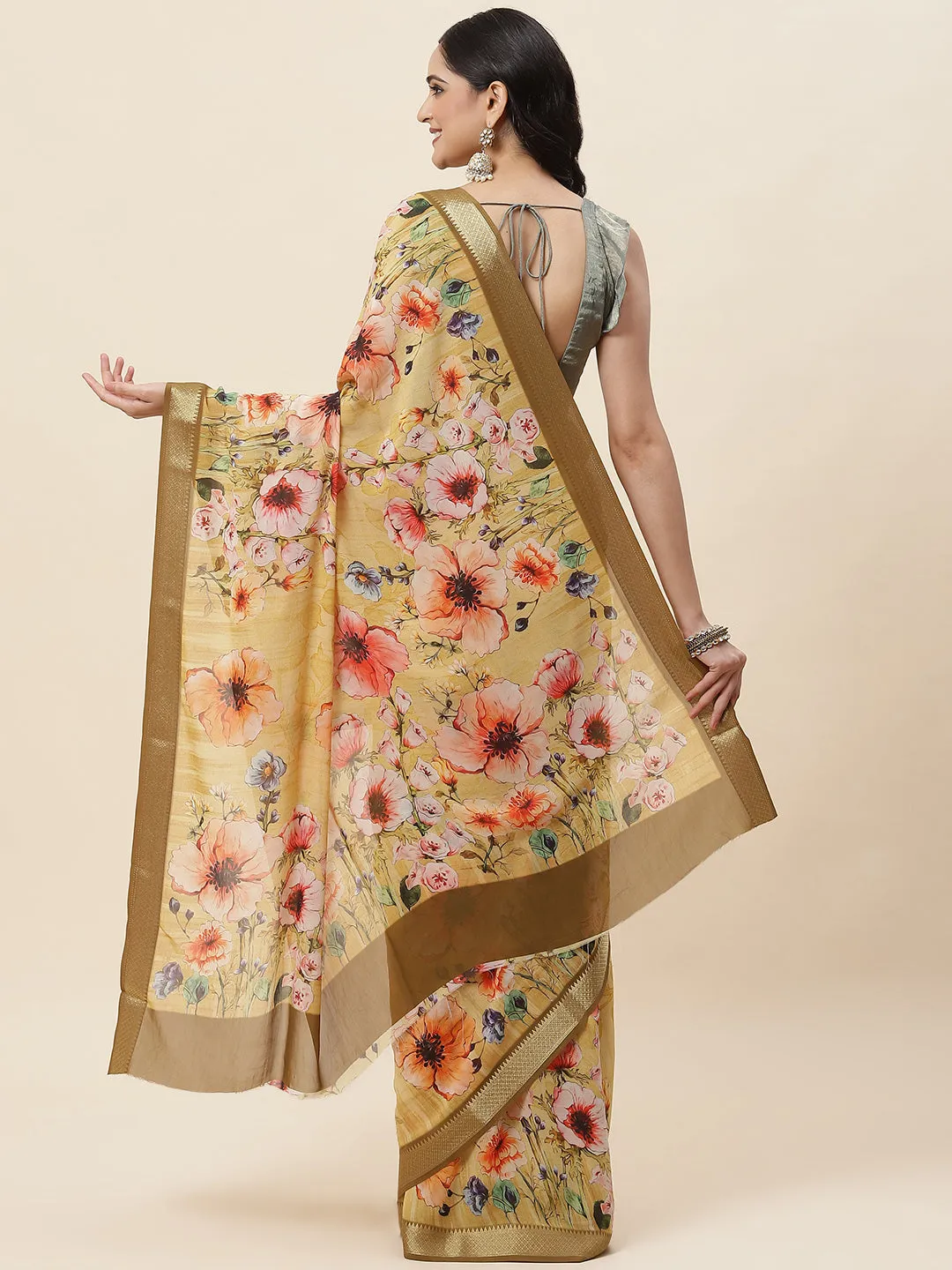 Digital Floral Printed Art Georgette Saree