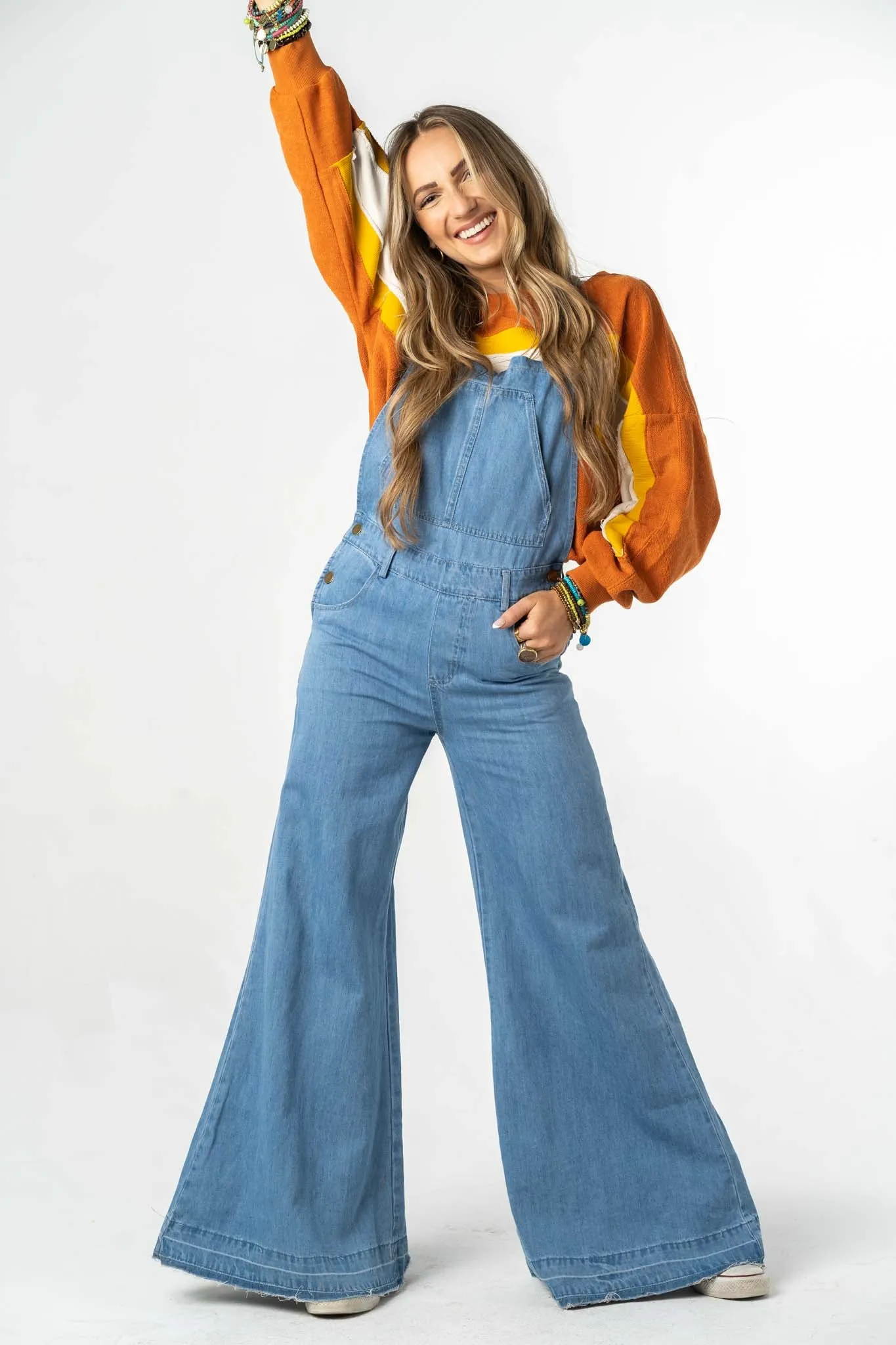 Donna Flared Overalls - Denim