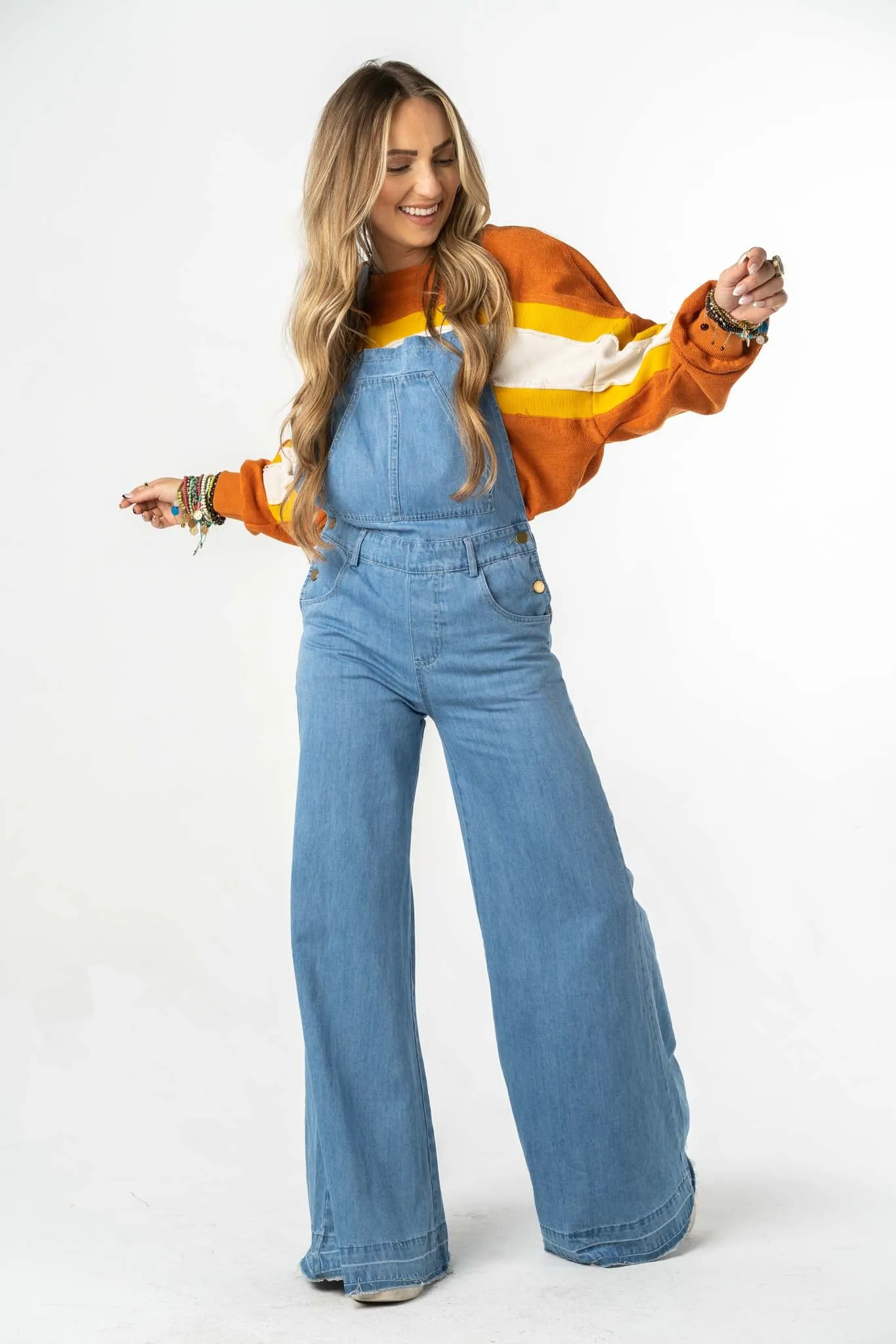 Donna Flared Overalls - Denim