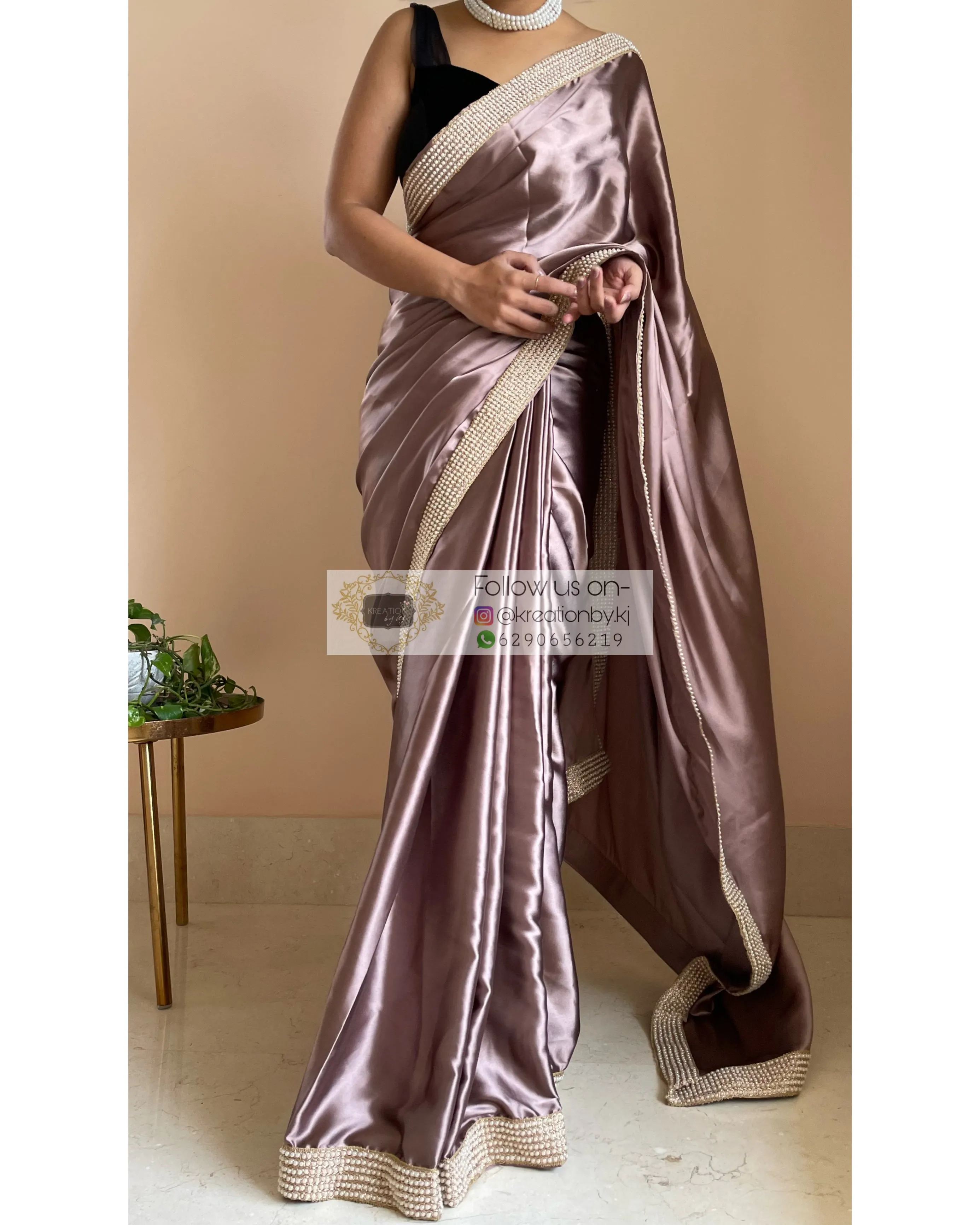 Dusty Mauve Mother Of Pearl Saree