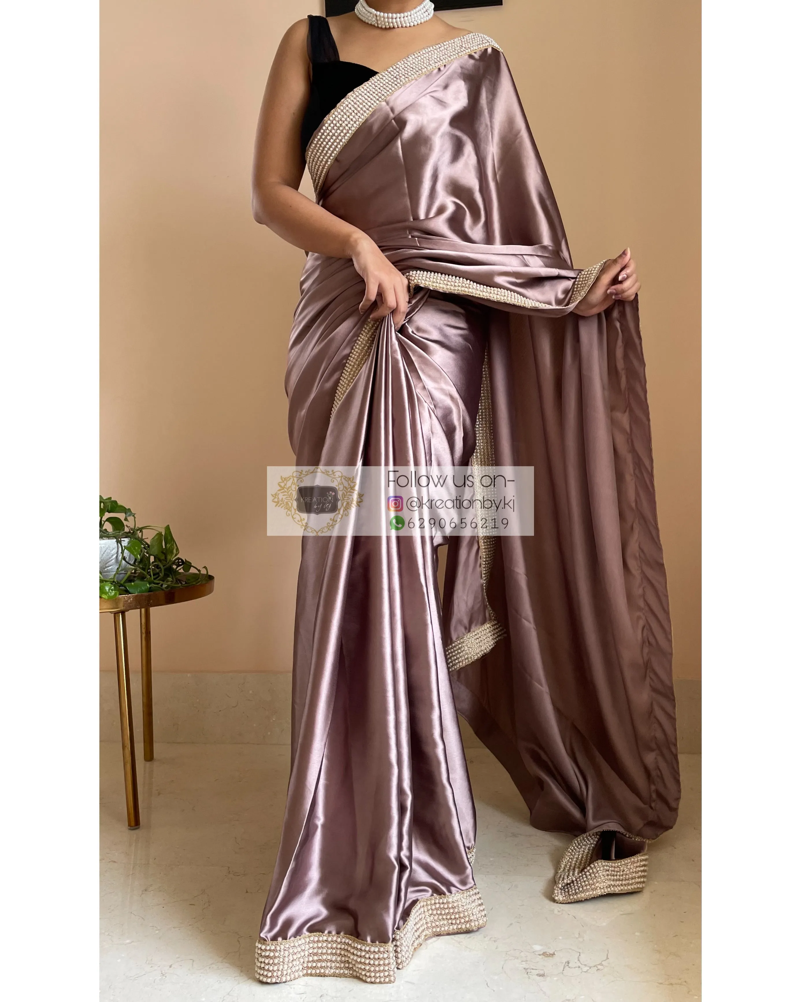 Dusty Mauve Mother Of Pearl Saree