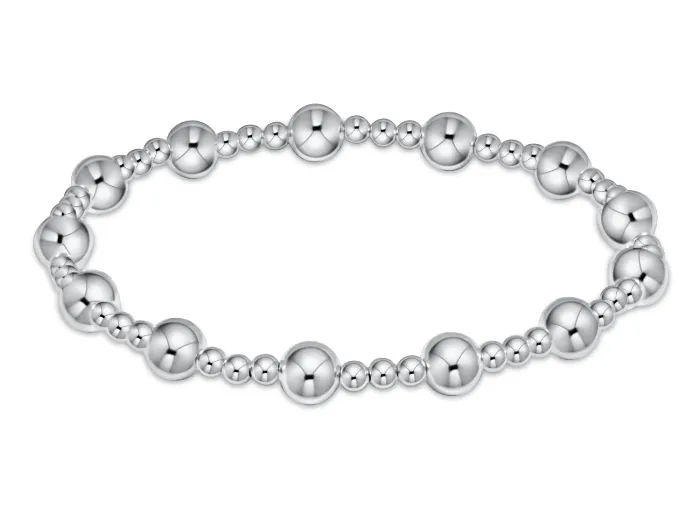 E Newton Classic Sincerity Pattern Bead Bracelet - Sterling