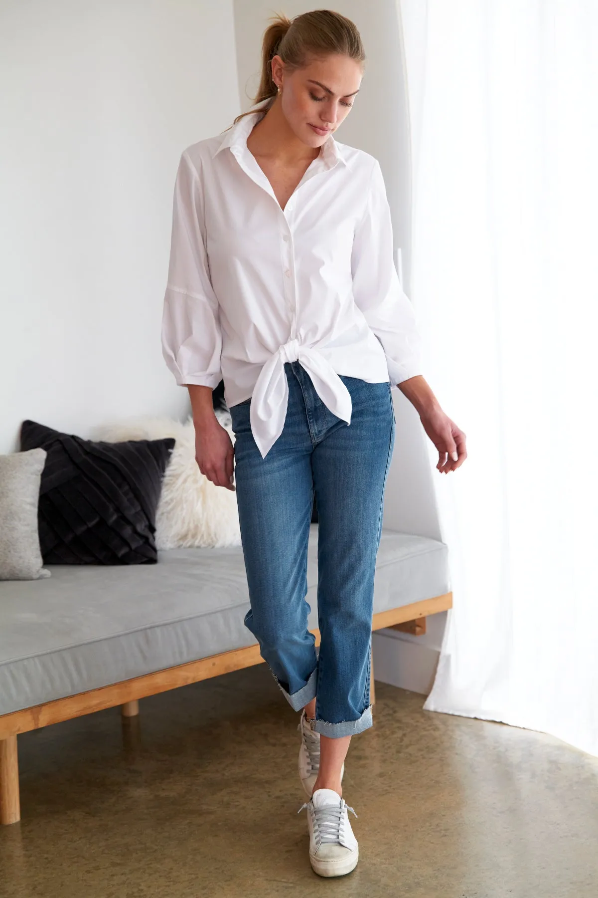 Emmy Silky Poplin Tie Front Shirt