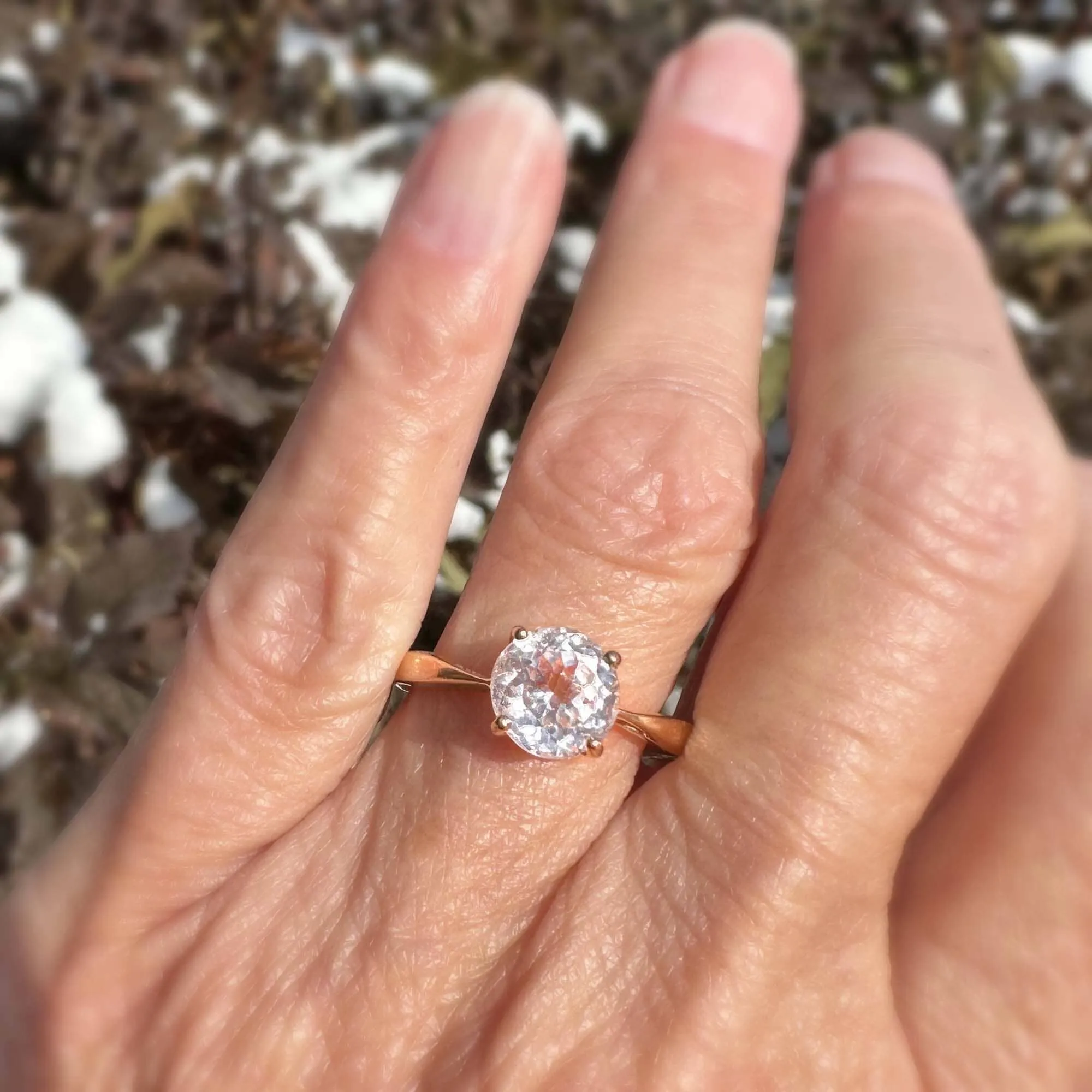 Estate 14K Rose Gold Solitaire Kunzite Ring