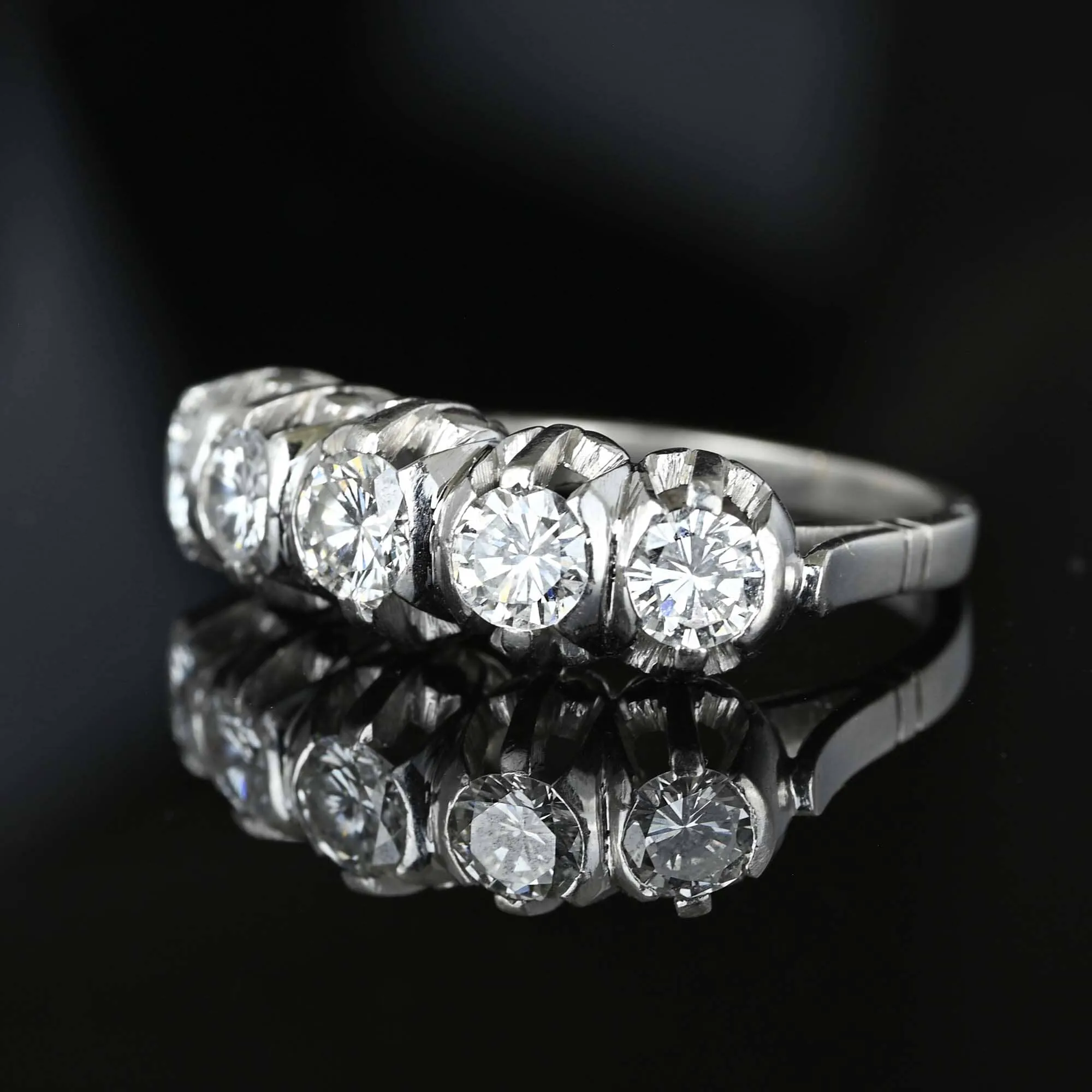 Exquisite Five Stone Platinum 1.25 Carat Diamond Ring