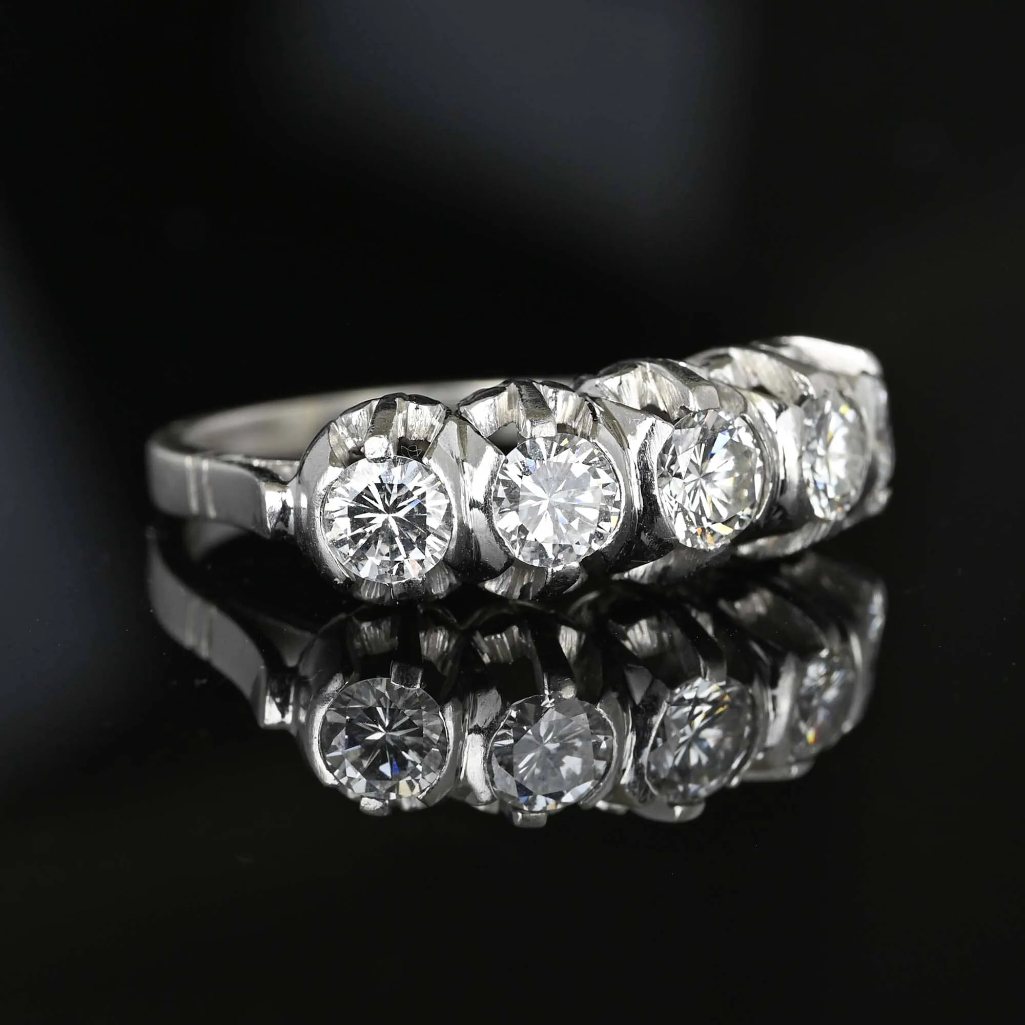 Exquisite Five Stone Platinum 1.25 Carat Diamond Ring