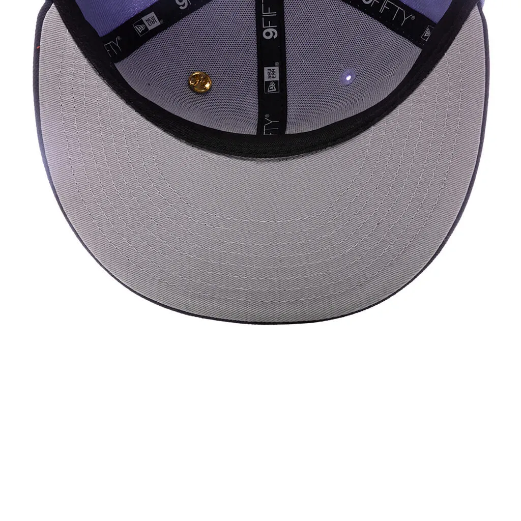 Feature x New Era Old English F Snapback Hat w/ Pin - Lavender/Night Shift Navy